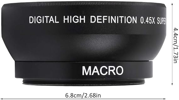 Ciciglow 0.45X Wide Angle Lens for 49mm Mount Camera - Aluminum Alloy & Optical Glass Construction - Black