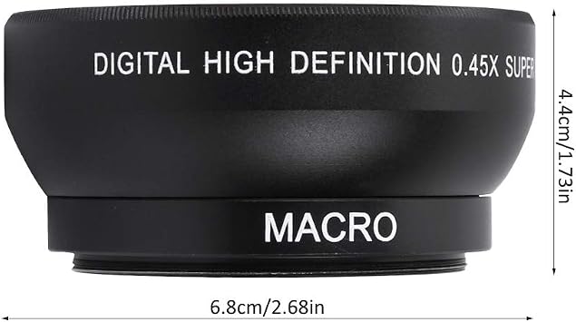 Ciciglow 0.45X Wide Angle Lens for 49mm Mount Camera - Aluminum Alloy & Optical Glass Construction - Black