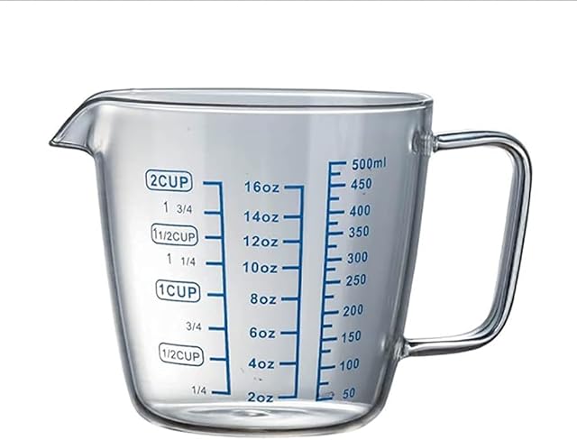 Glass Measuring Cup Multifunction Measuring Jug Transparent Measuring Mug for Kitchen or Liquid Easy to Read (500ML)