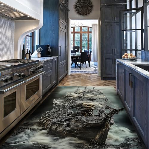 Nautical Area Rugs for Living Room 4x6ft Dark Gothic Theme