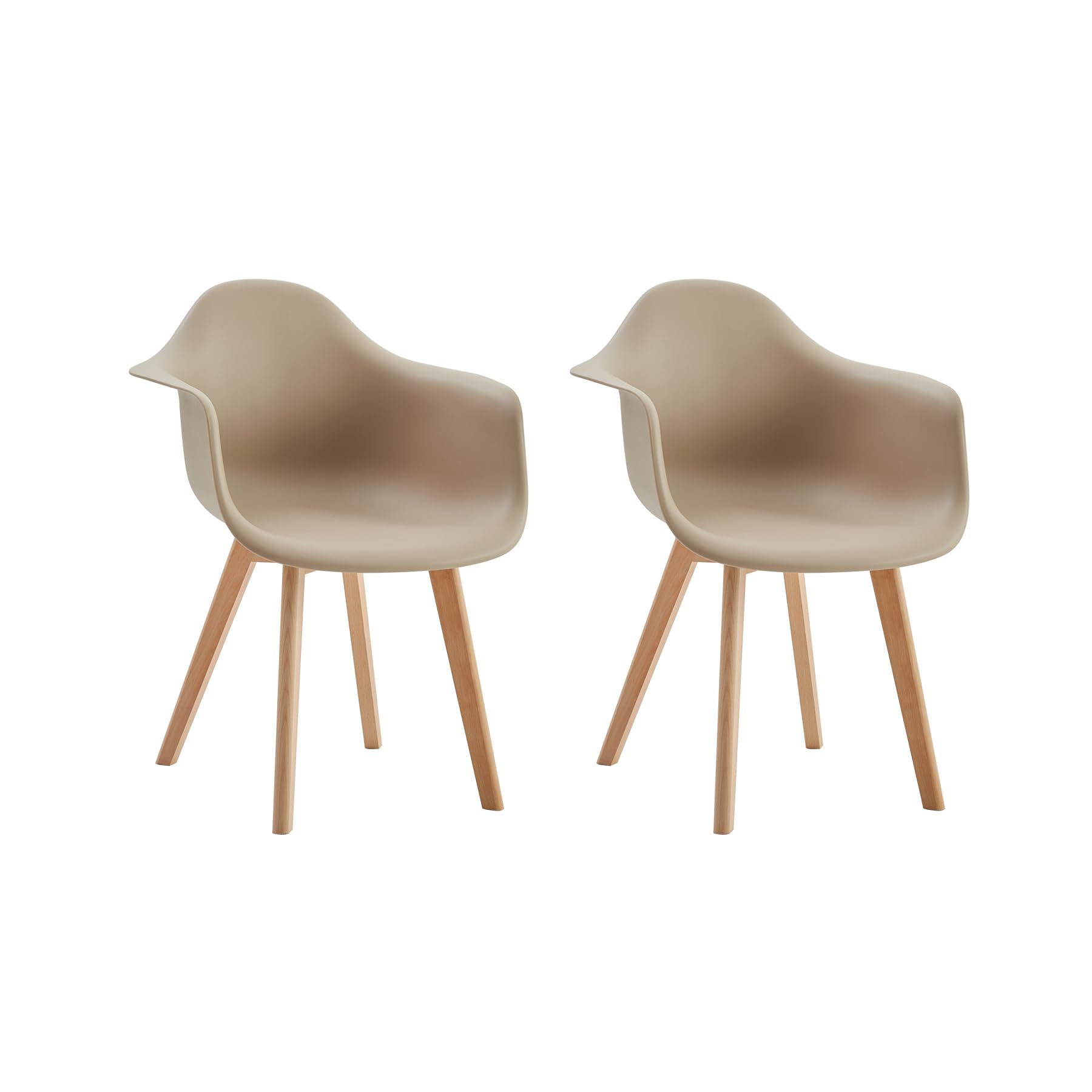 GrandCA HOME Pack de 2 Sillas de Comedor Sillas de Cocina Nórdicas con Patas de Madera de Haya, Sillones Modernos para Salón, Oficina, Dormitorio, Comedor, Beige