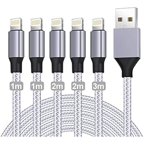 iPhone Ladekabel, Apple MFi Zertifiziert Datenkabel für iPhone 13 Kabel(5Pack-1/1/2/2/3m) USB A auf Lightning Kabel Kompatibel mit iPhone 13 12 11 Pro XS Max XR X 8 Plus 7 Plus 6 Plus 5s SE (Grey) Cover