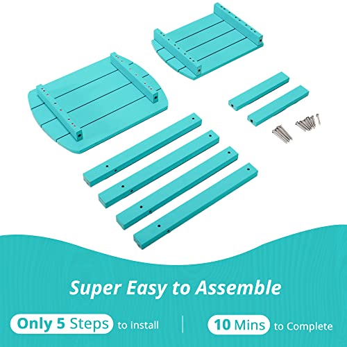 Lue Bona Adirondack Outdoor Side Table, Aruba Blue Poly Outdoor Patio End Table Weather Resistant, Pool Composite Plastic Morden Side Table For Patio, Pool, Porch, Garden, Lawn #TOP6