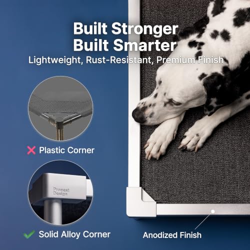 Image of Elevated Dog Beds Large Sized Dog, Chew Proof Aluminum Alloy Heavy Duty Dogs Supplies Cooling Raised Pet Cot Indestructible with Anti-Rust Washable Assembly for Crate Outdoor-48.4 inchx 32.7 inch x 7 inch