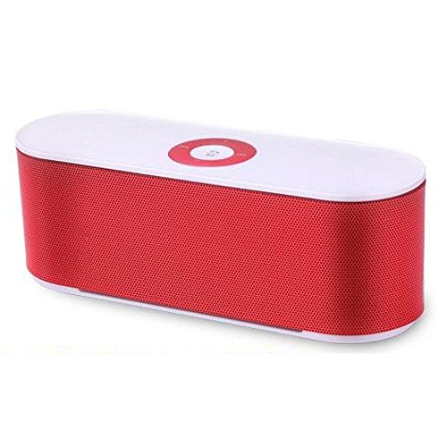 Bluetooth Speaker, Mega Bass Wireless Portable Stereo Speaker + FM Radio Player w/MicroSD Card Slot & Microphone, Compatible with iPhone, Samsung, Tablets, and Other Bluetooth Devices (Red)