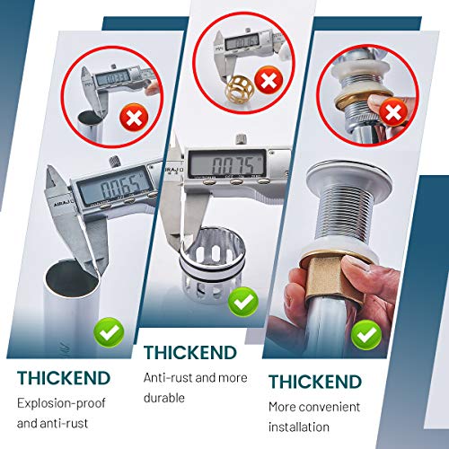 Vessel Sink Drain,Bathroom Pop-Up Drain With Detachable Basket Stopper, Anti-Explosion And Anti-Clogging Drain Strainer, Sink Drain Assembly With Overflow Polished Chrome, Regalmix Rwf083H #TOP4