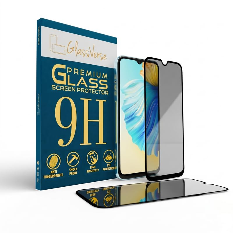 Image of GlassVerse Privacy Tempered Glass for Tecno Spark 8P | Anti Spy Screen Protector, 9H Hardness, Edge to Edge, Case Friendly, Hassle-less Installation Kit Included. (Pack of 2)