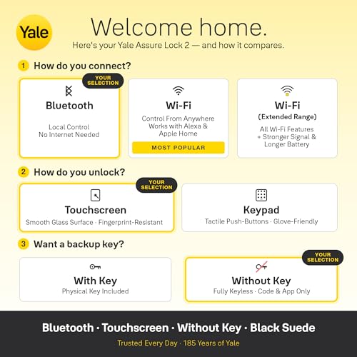Image of Yale Home Assure Lock 2 Deadbolt, Black Suede Keyless Entry Door Lock with Digital Touchscreen Keypad and Bluetooth Connectivity (No Wi-Fi), ‎YRD450-BLE-BSP