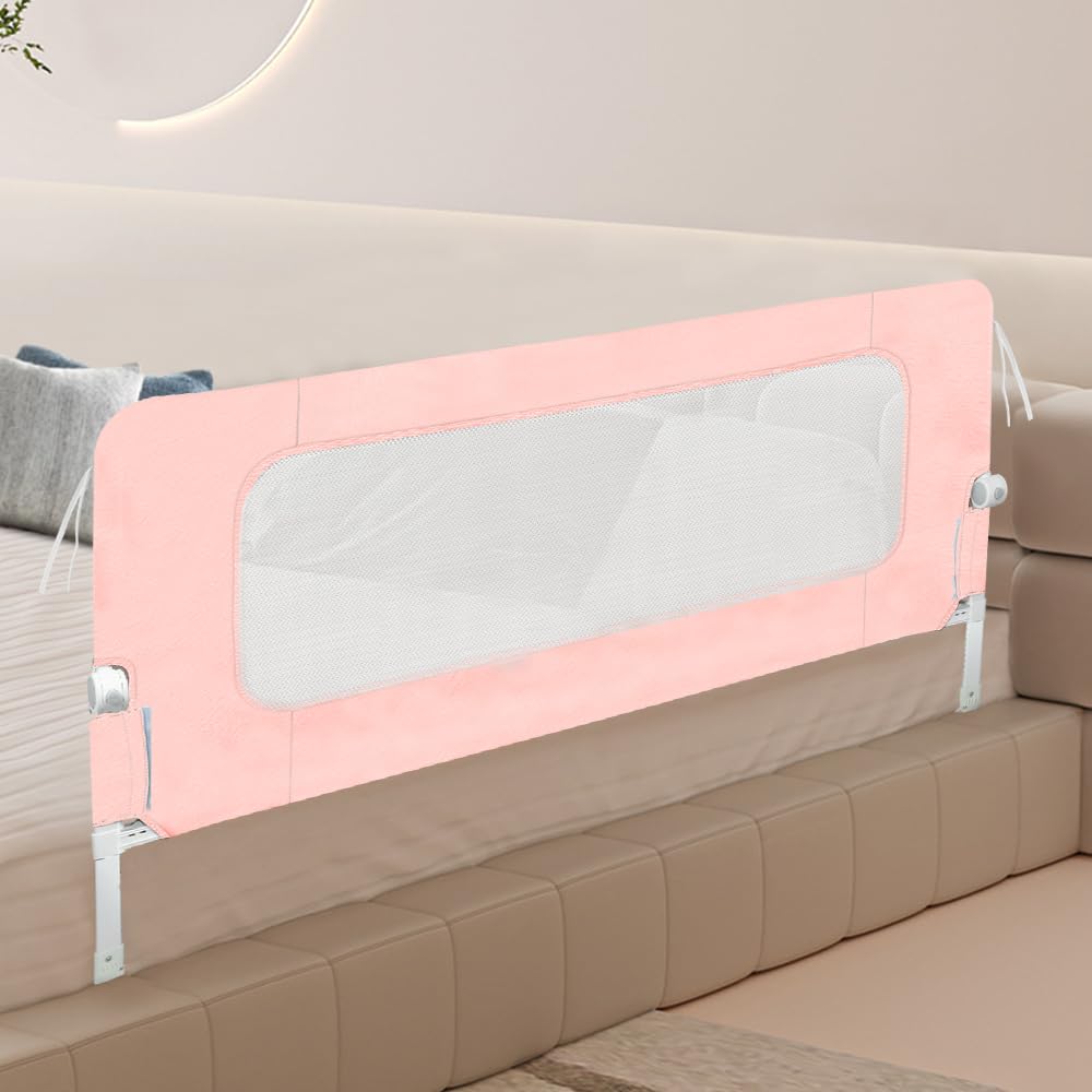 OHMG Barrière lit bebe150cm Barrière de lit pour Enfants Pliable,Barrieres de securite Enfant Lits Portable, Barrières de Lits pour Enfants&Tout-Petits Protection Antichute
