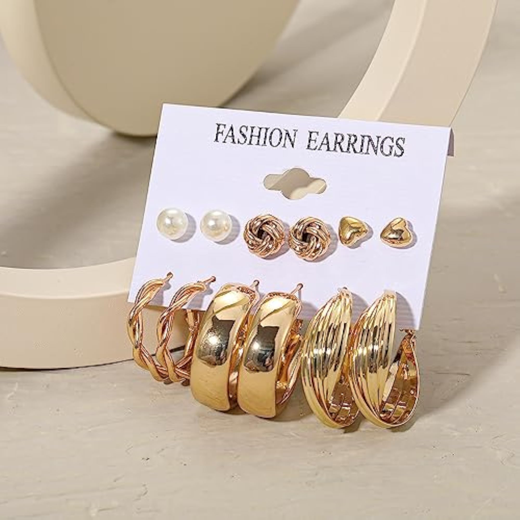 Stylish Hoop Stud Earrings Set for Women
