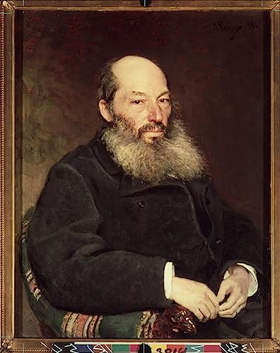 Cuadro en lienzo para despacho con el retrato retro del poeta Afanasy Fet por Ilya Repin, 60x90cm