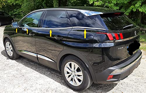 Garnitures de fenêtre contre la décoloration pour PEUGEOT 3008 SUV acier inoxydable chrome