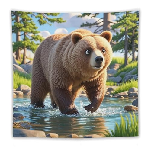 Tapisserie murale ours grand format pour créer un cocon nature dans votre chambre