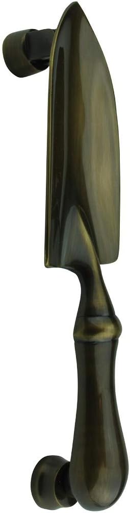 Renovators Supply Manufacturingᵀᴹ Heavy Garden Trowel Door Knocker – Solid Brass Construction, Antique Brass Finish, 7 Inch Long with Mounting Hardware