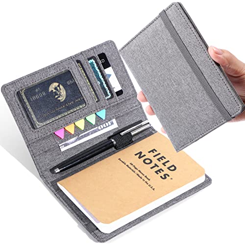 Plinyvel Journal Cover for Field Notes - Compatible with Moleskine Cahier's Notebook - Waterproof Fabric,Multifunctional Organizer with Pen Loop, Business Card Holder, for 3.5" x 5.5" pocket notebook