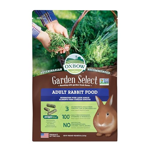 Oxbow Garden Select Rabbit Food Adult Made with Oxbow Timothy Hay for Rabbit Bunny Food Pellets Non-GMO No Soy or Wheat Small Animal Pet Products Made in USA High Fiber 8 lb. Bag