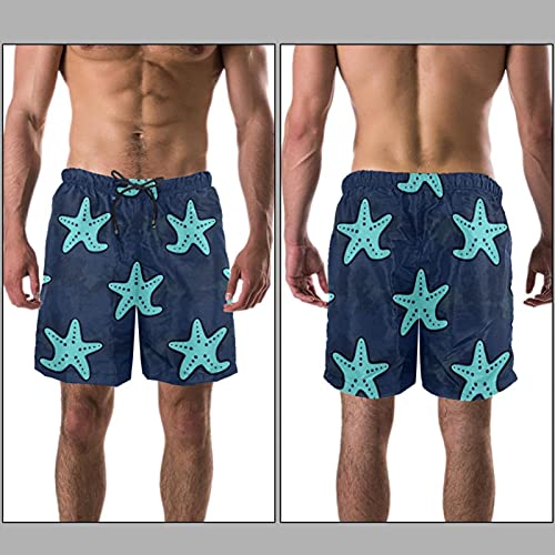 Short de bain pour homme doublure en maille maillot plage bleu imprimé