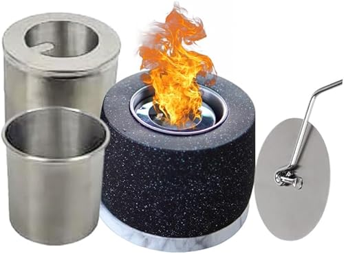 Miniatura 1 de Fogata de mesa de hormigón - Fogata de etanol, cuenco de fuego, mini chimenea personal para interior y jardín - Combustible de bioetanol