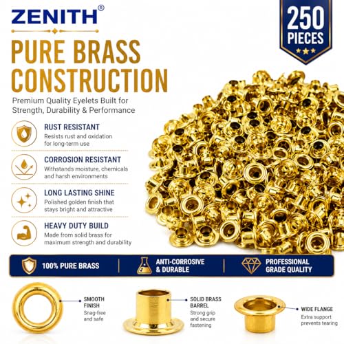 Zenith 250 Golden Brass Eyelet Grommets - Image 6