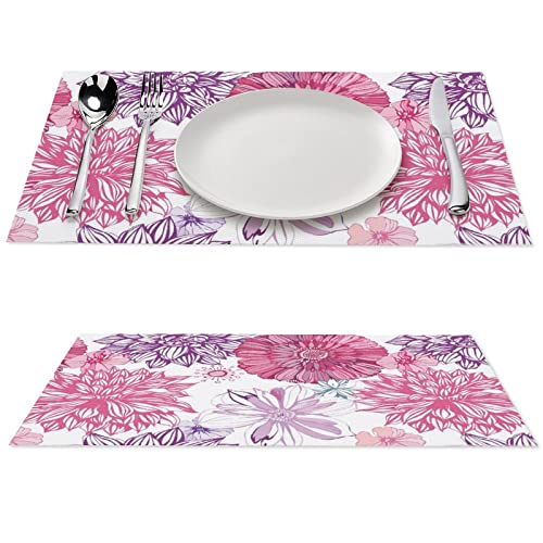 Ditooms Lot de 1 set de table en vinyle tissé imperméable avec motif floral et coloré - 45,7 x 30,5 cm Cover