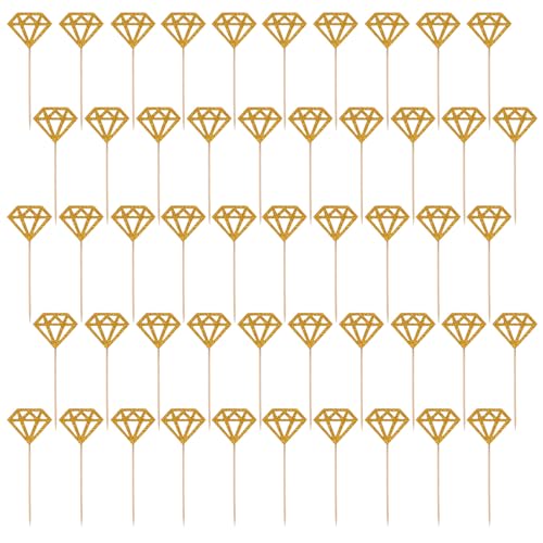 Mozeat Lens 580160_2_X0CSQJ5X 50 Pack Diamond Ring Cake Toppers Glitter Bridal Shower Cupcake Toppers Toothpicks cover