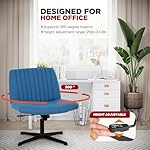 PayLessHere Criss Cross Chair,Armless Cross Legged Office Chair,Wide Comfty Desk Chair with No Wheels Modern Height Adjustable,Swivel Fabric Vanity Chair Computer Task Chair (Pack of 1, Dark Blue) - Image 4