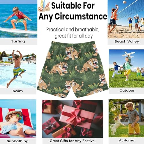 visesunny Summer Boy's Beach Shorts Saber-Toothed Tiger Meadow Quick Dry Swim Trunks Baby Boy Bathing Suit2