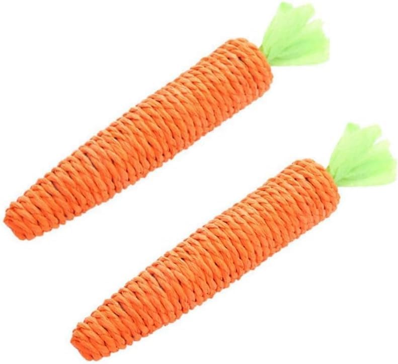 2Pcs Orange Natural Interactive Sisal Carrot Cat Toys,Cat Dental Chew Toy Kitten Teething Toys for Indoor Cats Interactive Toys Pet Supplies