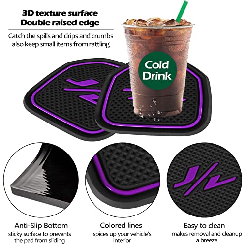 Laikou Front & Rear Auto Cup Holder Inserts Coaster Fit For 2018-2021 Jeep Wrangler Jl Jlu Sports Rubicon & 2020-2021 Gladiator Jt Cup Holders Liner Mat Pad Interior Accessories 4Pcs (Purple) #TOP2
