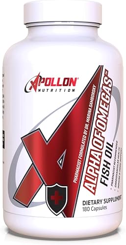 Apollon Nutrition Aceite de pescado Alpha of Omegas, EPA, DHA, cerebro, cardiovascular, ojo, 180 cápsulas de cápsulas blandas