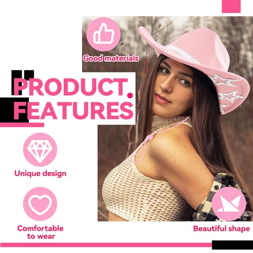Image of SHENYI Cowgirl Hat and Bandana and Heart Sunglasses Glitter Rhinestone Star Cowboy Hat Western Sparkly Hats for Women Men