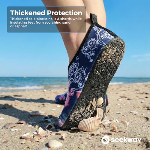 Image of SEEKWAY Water Shoes Women Men Adult Quick-Dry Aqua Socks Barefoot Non Slip for Beach Swim River Pool Lake surf Black SK002(U)