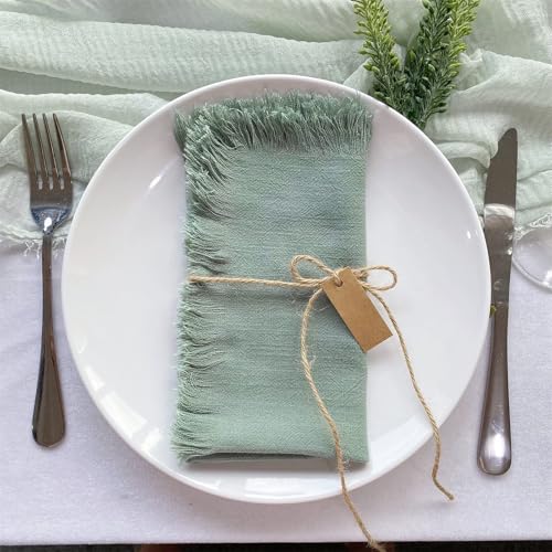 Serviettes en lin vert doux parfaites pour décoration de table de mariage et repas de fête - 3