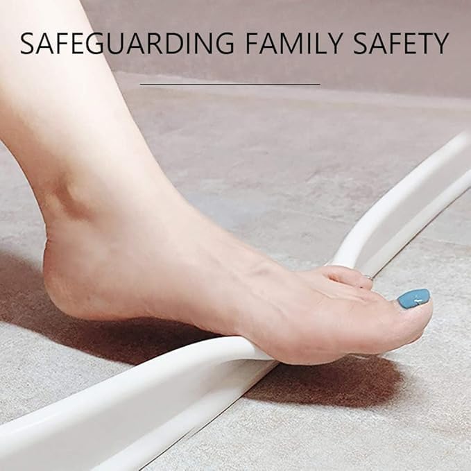 Image of Silicone Water Stopper with Glue Collapsible Threshold Water Dam Barrier Strip for Shower, Self-Adhesive, Bathroom Tub Water Retaining Stopper Bendable, Dry and Wet Separation Strip 2 Meter