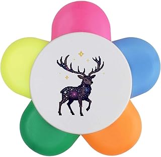 Azeeda 'Pixel Style Cosmic Stag' Flower Shape...