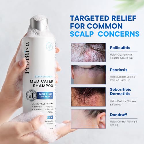 Image of ProBliva Anti Dandruff Shampoo & Spray Set for Scalp Care: Antifungal Shampoo & Scalp Treatment for Psoriasis, Folliculitis, Dandruff & Seborrheic Dermatitis - Relieves Itch, Dryness, Flaking