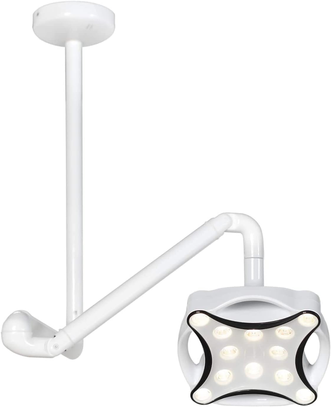 EustomA 30W LED Shadowless Light Sensor Switch Floor/Ceiling/Wall Mounted Portable Exam Lamp Cold Light JD1700 Adjustable Brightness 360 ° Rotation 12PCS High-Power White LEDs (Ceiling Type)