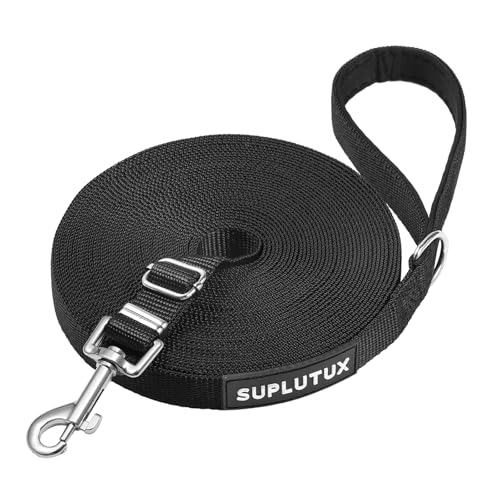 Guinzaglio per Cani, Lunghina per Cane 30 Metri, Guinzaglio Addestramento Regolabile con Impugnatura Imbottita, Ideale per Allenamento, Passeggiate e Attività Outdoor (Nero,30m/98ft)