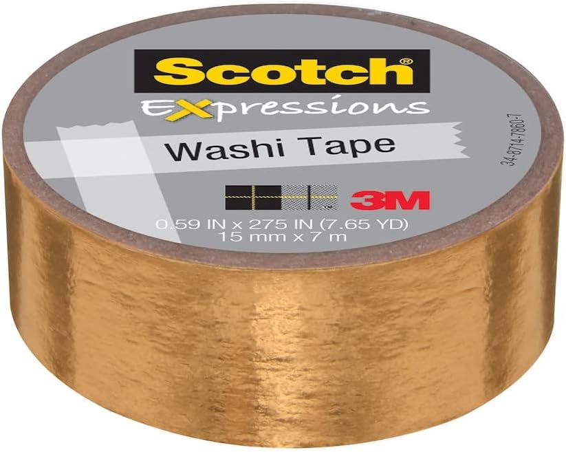 Scotch Expressions Washi Tape: 0.59 in. x 393 in. (Gold Foil)
