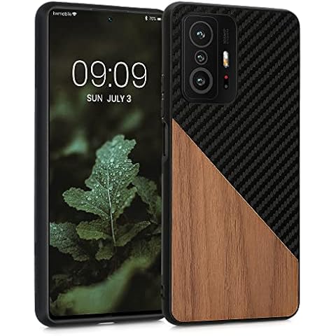 kwmobile Funda Compatible con Xiaomi 11T / 11T Pro - Carcasa de Madera y Cuero sintético Cover