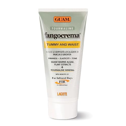 Guam Crema anticelulítica para el vientre, crema para tensar la piel caliente para el estómago con turmalina negra, removedor natural de celulitis y