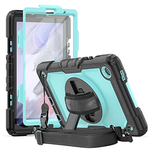 SAMTUNK Capa Samsung Galaxy Tab S6 Lite 10.4 polegadas com protetor tela, suporte para caneta, alça de mão, suporte giratório | Capa resistente à prova choque -céu azul