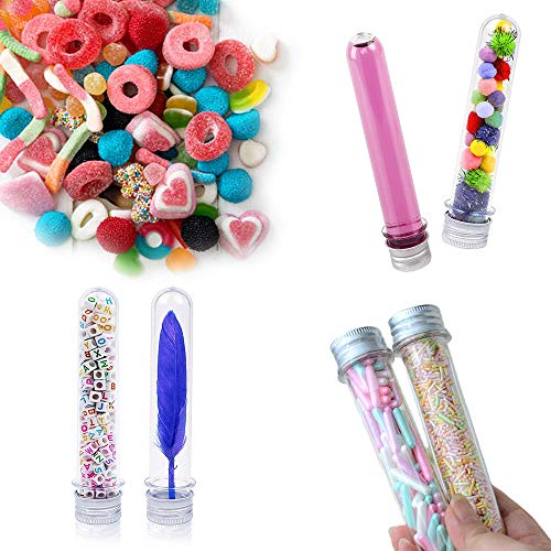 25 Pack 45ml Plastic Test Tubes,Clear Test Tube with Screw Caps,140x25mm Test Tube and 1 Cleaning Brush for Candy Storage,Beads,Bath Salts,Party Decor,Scientific Experiments - Thumbnail 3