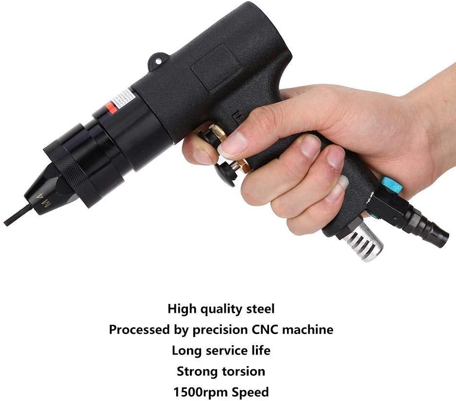 Pneumatic Riveter Anti-Skid 1500rpm Air Pull Nut Tool 90PSI Pneumatic Riveter Riveting Gun with M3/M 4 Chuck for Decoration Industrial Manufacturing