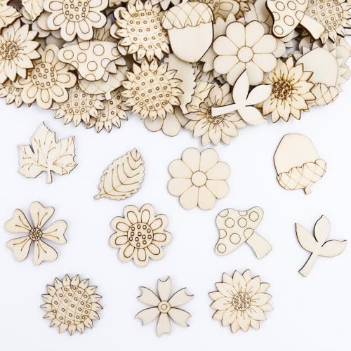 KOBOKO 120 Stücke Streudeko Blumen Deko, Holzblumen Tischdeko, Holz...