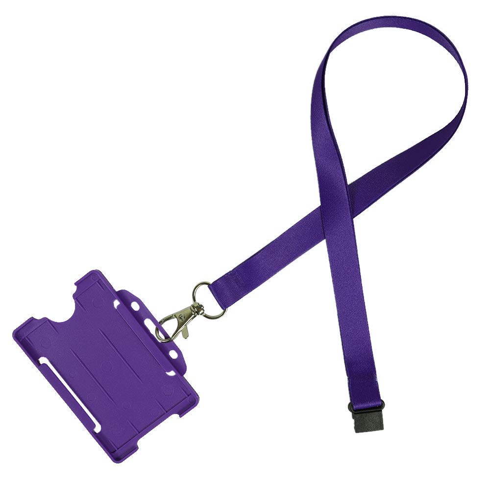 Pack of 25 Purple Lanyards with Open Faced Card Holder for ID Cards, Name Badges, and More - Durable Breakaway Purple Neck Strap Suitable for Everyday Use โ image 1