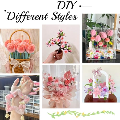 SUNNYCLUE DIY 6 Set 302 Teiliges Pfeifenreiniger Set Floridnpfeifenreiniger FrühlingsFloridnkranz Schleife Glocke Dicke Flauschige Pfeifenreiniger Basteln Mit Videoanleitung Für DIY Kunsthandwerk Krea