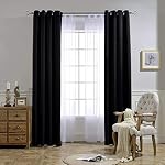 NICETOWN Blackout Rideaux 2 Panneaux - Rideaux noirs 84 Inch Long, Rideaux isolés Chambre obscurcissant Rideaux Grommet pour Chambre à coucher Salon Windows (52 par 84 Inches, noir, ensemble de 2)