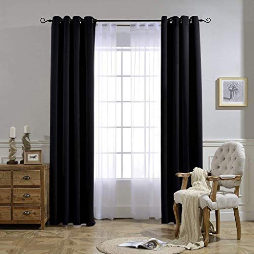 Nicetown Black Blackout Curtains For Bedroom 84 Inches Long - Light Reducing Thermal Insulated Solid Grommet Black Out Curtains/Panels/Drapes For Living Room (Set Of 2, W52 X L84) #TOP6