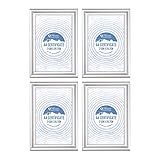M1SS (Set of 4) - A4 Silver Photo Frame Glass Front A4 Size Wood Picture Frames Certificate Posters Freestanding and Wall Mountable, 21cm x 29.7cm Picture Frame Set for Home Office Wall Décor